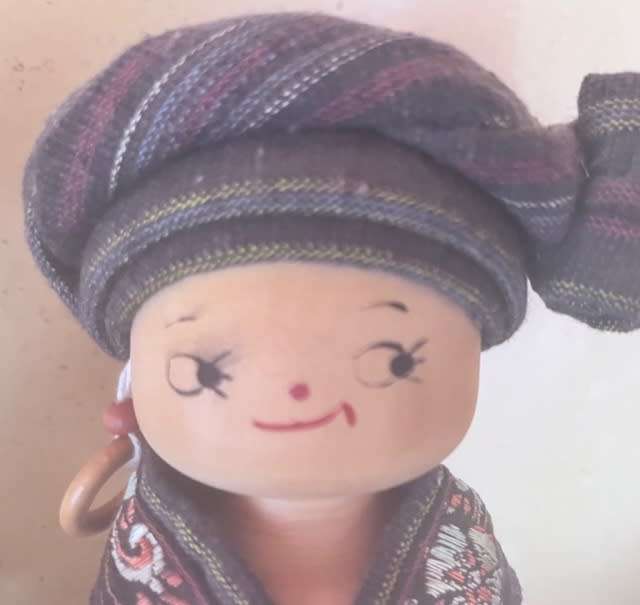 Set of 3 handmade wooden Chinese ethnic dolls
