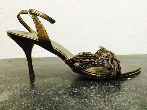 Bronze/gold beaded evening heels - Christiani size 40