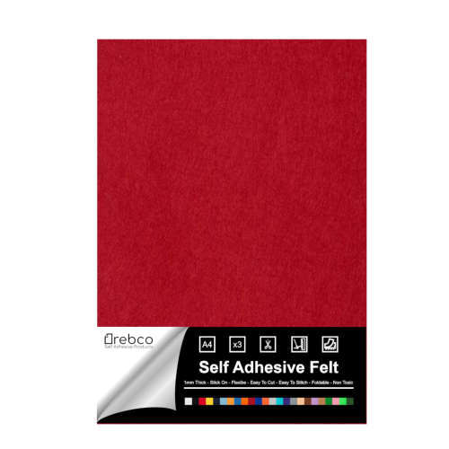Self Adhesive Felt - A4 X 5 Sheets MAROON