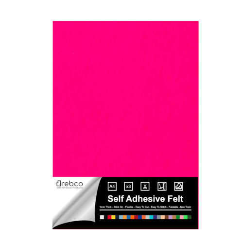 Self Adhesive Felt - A4 X 5 Sheets PINK