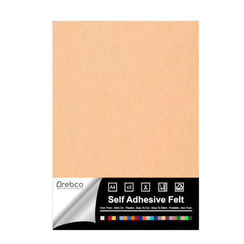 Self Adhesive Felt - A4 X 5 Sheets FLESH