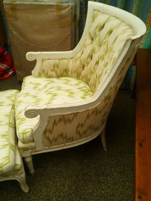 Vintage Chair with Footstool (possibly Queen Anne)