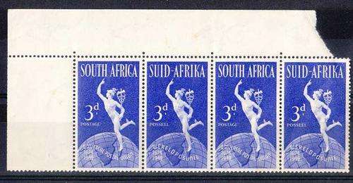 Union Serif on C variety Marginal Block of 4. Minor toning on back