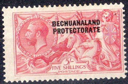 MM Bechuanaland overprint GB 5/- Sea Horse. Slight toning on top