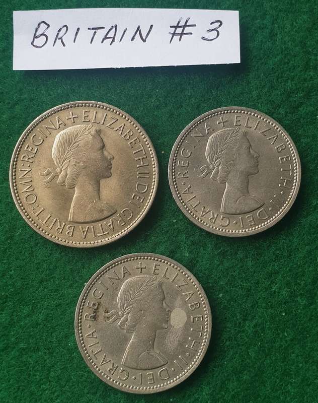 3 x old British coins (2 shillings and half crown)