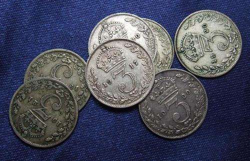 1920-1921 Group(7) of King George VI Silver 3 pences