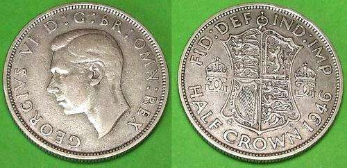 1946 Great Britian Half Crown 50% silver Star below silver Value