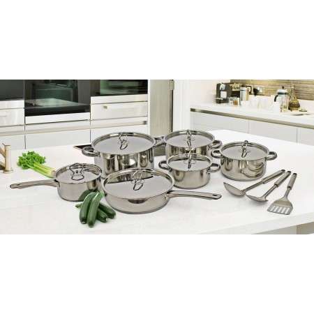Smile 16 Piece Stainless Steel Cookware Set