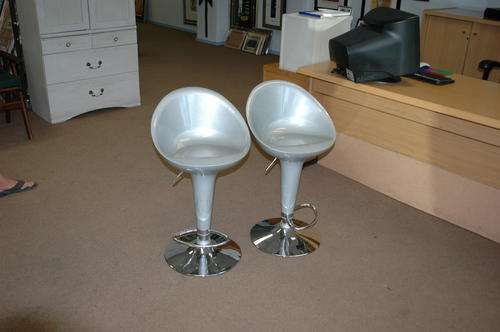 2 x Silver Bar Stools