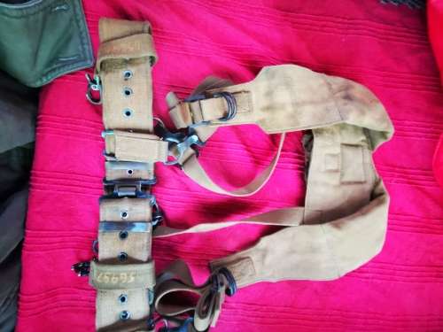 Patt 64 Rhodesian army yoke, belt plus all clips