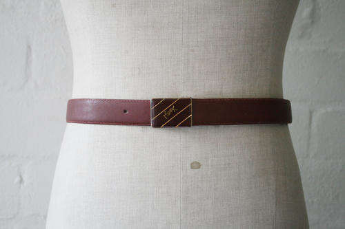 VINTAGE DESIGNER *YSL* GENUINE LEATHER BURGUNDY BELT