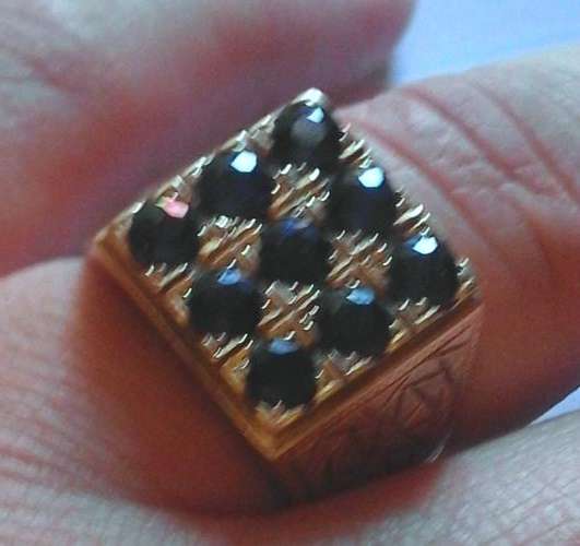 MEN'S ANTIQUE 15 CT GOLD & SAPPHIRE RING
