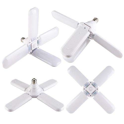 E27 Fan Blade LED Light Bulb 60W 4 Blade Folding Garage Lamp 110-265V Adjustable Ceiling Lighting