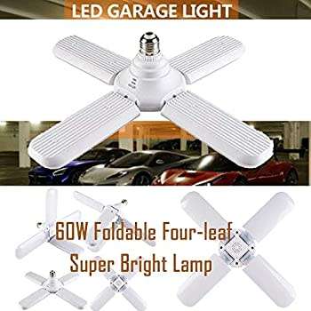 E27 Fan Blade LED Light Bulb 60W 4 Blade Folding Garage Lamp 110-265V Adjustable Ceiling Lighting