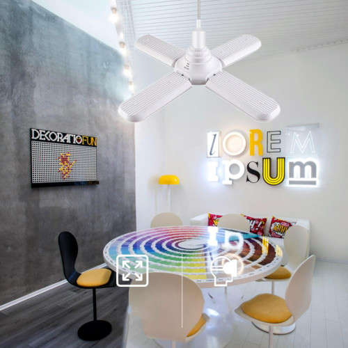 E27 Fan Blade LED Light Bulb 60W 4 Blade Folding Garage Lamp 110-265V Adjustable Ceiling Lighting