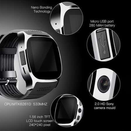 T8 Bluetooth Support SIM TF Card Camera Sleep Monitor Pedometer Smart Watch