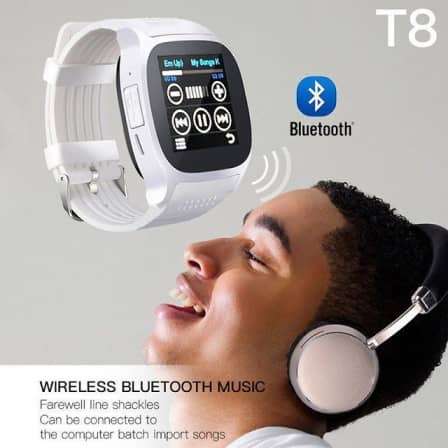 T8 Bluetooth Support SIM TF Card Camera Sleep Monitor Pedometer Smart Watch
