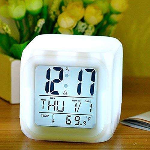 LOF Lords of Fashion LED Color Changing Digital Alarm Clock with Date Time and Temperature