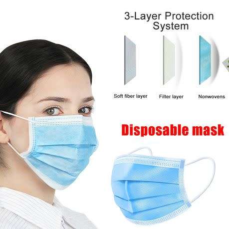 3Ply Disposable Surgical Face Masks - Pack of 50