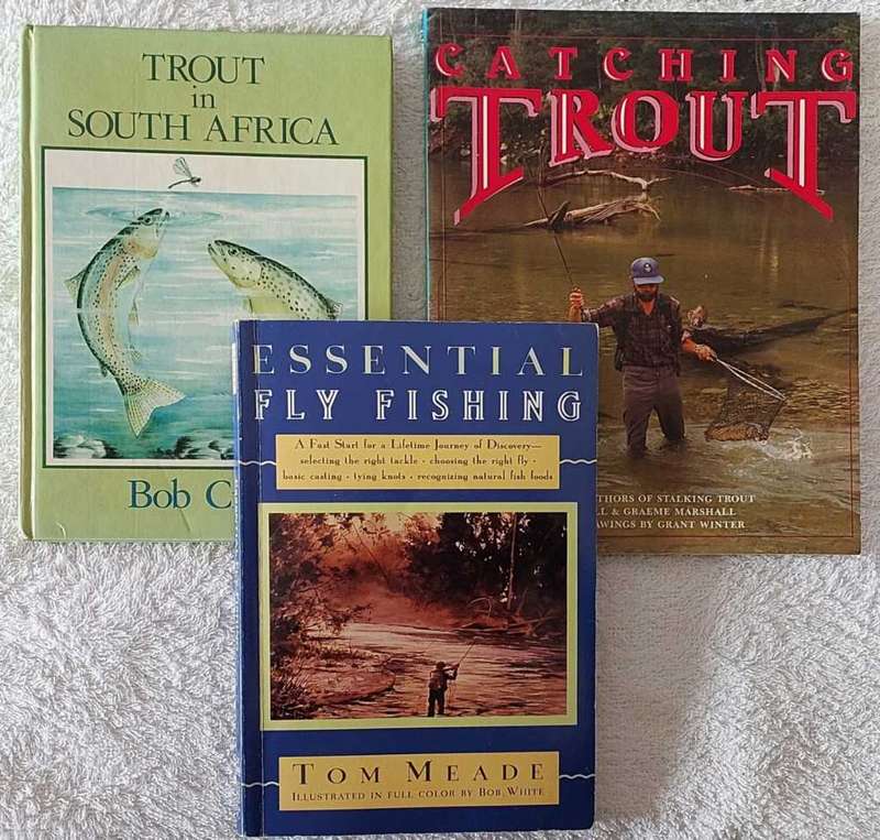 A lot of 3 Fly Fishing books: Trout in South Africa, Essential Fly fishing and Catching trout