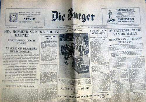 Die Burger, 17th Januarie, 1948