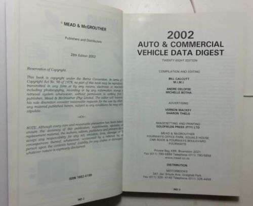 Auto and Commercial Vehicle Data Digest 2002-2003