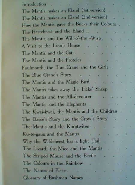 The Mantis and His Friends: Bushman Folklore (Bleek and Lloyd 1923)