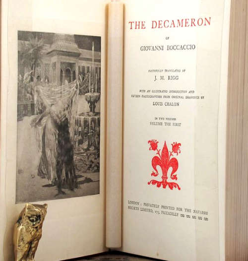 The Decameron by Boccaccio (two volumes), privately printed in a limited edition.