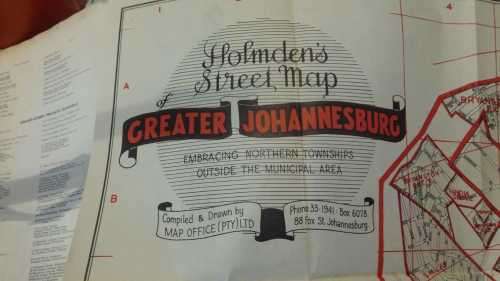 Holmden`s Street Map of Greater Johannesburg,  (large) (1950`s)