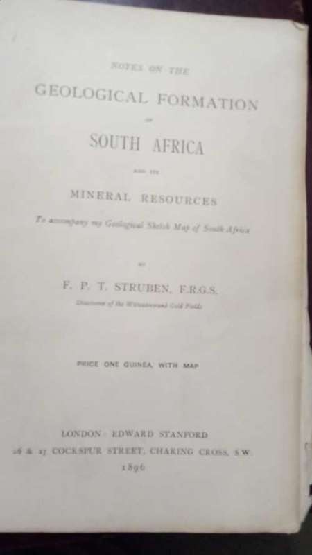 Geological  Formation of  South Africa  by Fred Struben, Discoverer of the Rand Gold Fields (1896)