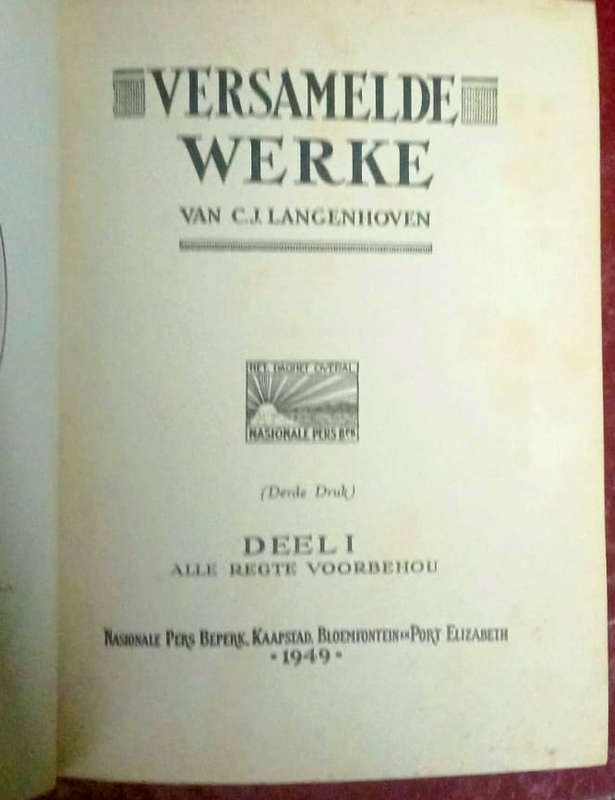 Versamelde werke van CJ Langenhoven 1 -14 Deels