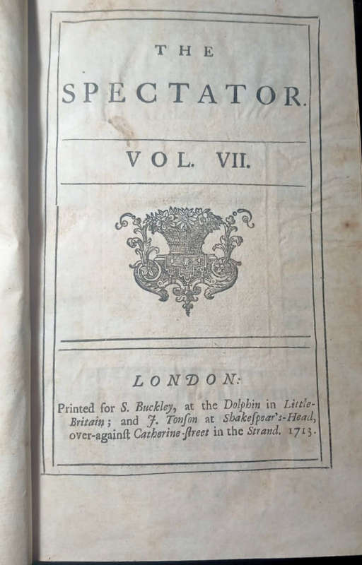 THE SPECTATOR (1713) - with important bookplate