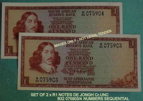 SET OF 2 R1 NOTES CR. UNC B32 075903/4 Sequential numbers
