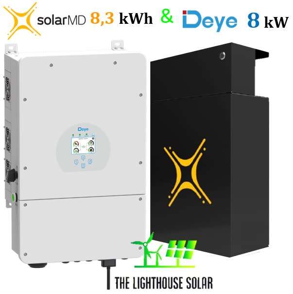 Combo Deal: Deye 8k Hybrid Inverter + Solar MD 8.3kWh Battery