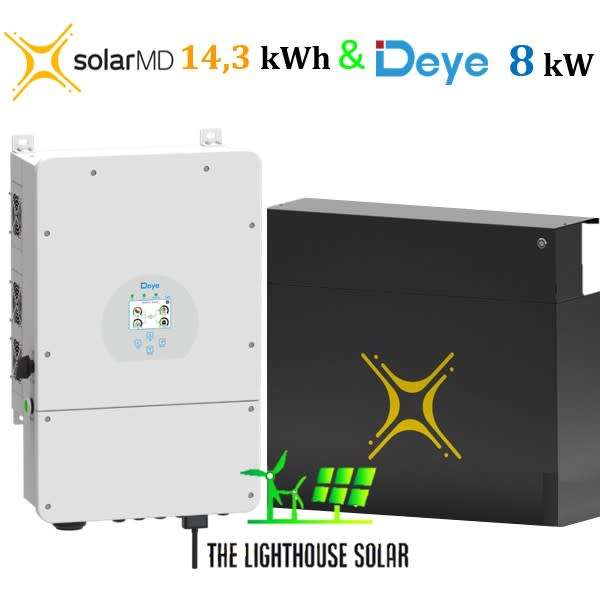 Combo Deal: Deye 8k Hybrid Inverter + Solar MD 14.3kWh Battery