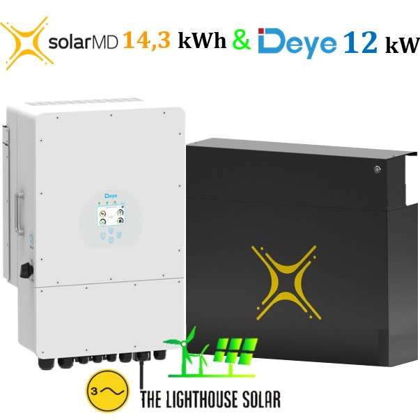 Combo Deal: Deye 12k Hybrid Inverter + Solar MD 14.3kWh Battery