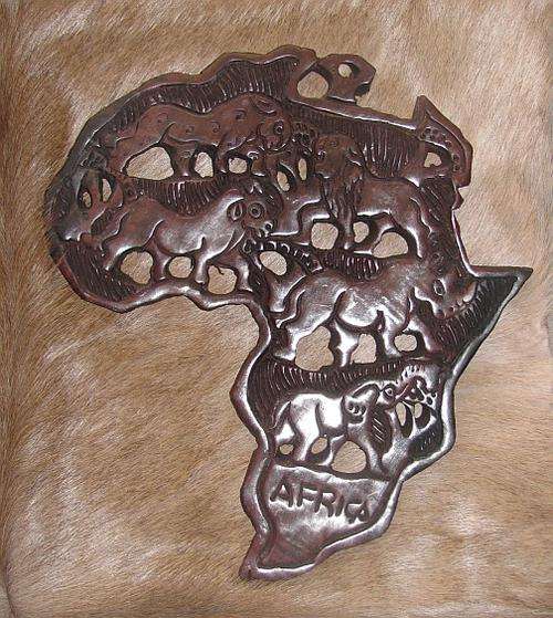 African wooden map
