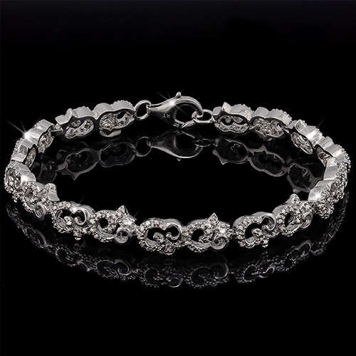 ***R30000***ASTONISHING ! 1 CARAT (180 PCS) DIAMOND 18K GOLD OVER STERLING SILVER BRACELET