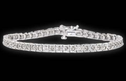 10K SOLID WHITE GOLD DIAMOND TENNIS BRACELET!  3.000CTS!!    VALUE: R45'565,00