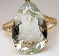 10K SOLID YELLOW GOLD GREEN AMETHYST AND DIAMOND RING!! 6.000TS!!