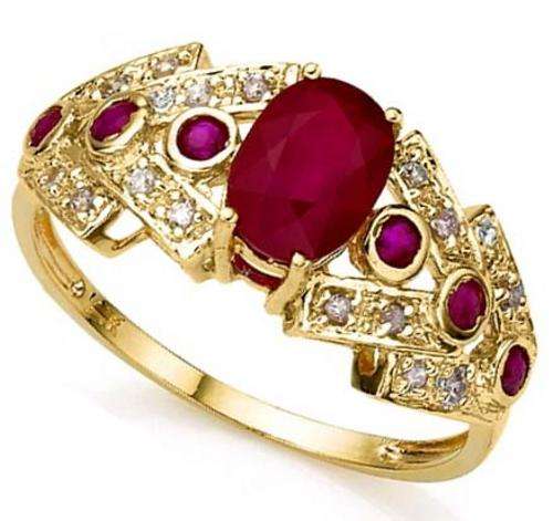 10K SOLID YELLOW GOLD NOBLE BLOOD RED RUBY AN DIAMOND RING! 1.610CTS!!