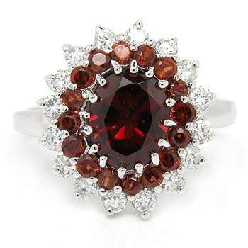 STUNNING 14K SOLID WHITE GOLD GARNET AND WHITE TOPAZ RING! 7.860CTS!!