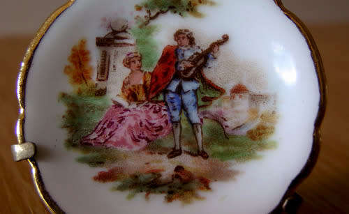 Vintage Limoges Porcelain Miniature Display Plate Gold-Rimmed Rococo Excellent Condition
