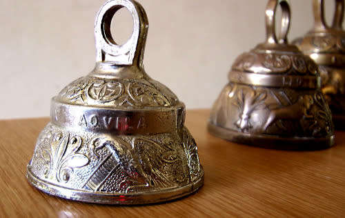 3 Victorian Ornate Peerage Solid Brass Sanctuary Church Bell Acnvs Pelicanvs Leo Aqvila, Patina, EUC