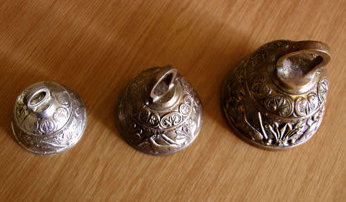 3 Victorian Ornate Peerage Solid Brass Sanctuary Church Bell Acnvs Pelicanvs Leo Aqvila, Patina, EUC