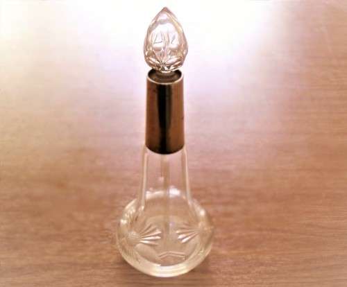 Art Deco Antique Sterling Silver and Crystal Scent Bottle London c1919 Hallmark EUC