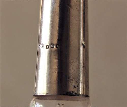 Art Deco Antique Sterling Silver and Crystal Scent Bottle London c1919 Hallmark EUC