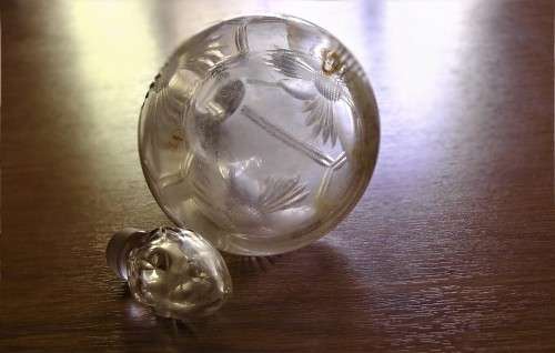 Art Deco Antique Sterling Silver and Crystal Scent Bottle London c1919 Hallmark EUC