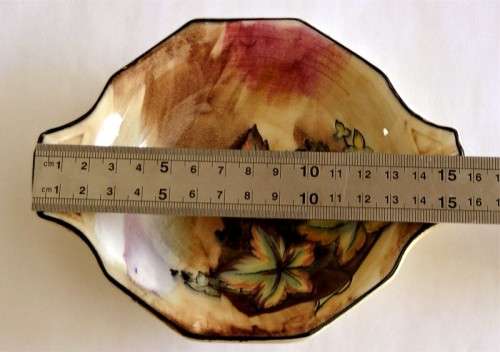 Art Deco HandK Tunstall Autumn Tints Tab Handle Bowl, Bonbon Dish, Trinket Tray, England, Excellent