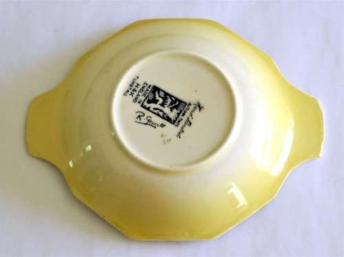 Art Deco HandK Tunstall Autumn Tints Tab Handle Bowl, Bonbon Dish, Trinket Tray, England, Excellent